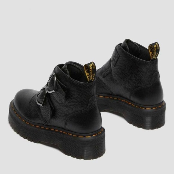 Dr Martens Devon Heart Black Leather Platform Boots Size 8 NWOB - Picture 6 of 10